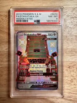 Pokemon TCG Stakataka GX Hidden Fates SV74/SV94 Holo Full Art PSA 8 - Image 1
