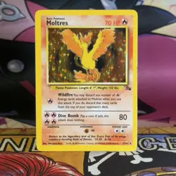 Moltres 12/62 Holo Rare Fossil Set Pokemon Card MP - Image 1