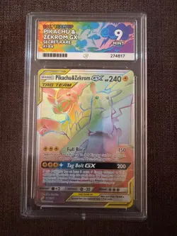 Pokemon Pikachu & Zekrom GX TCG Sun Moon Team Up Holo Card 184/181 Secret Rare - Image 1