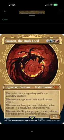 MTG - Lord of the Rings - Sauron, the Dark Lord (Showcase) #329 Mythic - Image 1