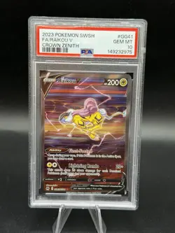 2023 POKEMON SWORD & SHIELD CROWN ZENITH #GG41 FULL ART/RAIKOU V PSA 10 - Image 1