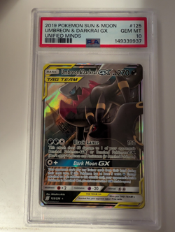 2019 POKEMON SUN & MOON UNIFIED MINDS #125 UMBREON & DARKRAI GX PSA 10 - Image 1
