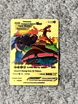 Venusaur, Charizard & Blastoise VMax Tag Team Gold Foil Fan Art Card NM! - Image 1