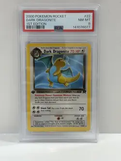 2000 Pokemon Team Rocket - Dark Dragonite 1st Edition Non-Holo #22 PSA 8 - Image 1