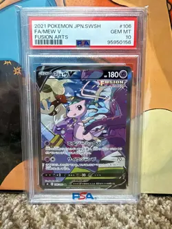Pokemon TCG, 2021, Fusion Arts, Full Art, Mew V 106/100. Japanese PSA 10 - Image 1