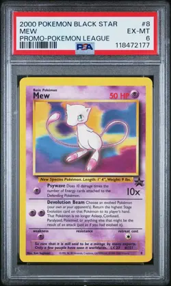 2000 POKEMON PROMO BLACK STAR POKEMON LEAGUE #8 MEW PSA 6 - Image 1