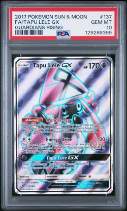 2017 POKEMON SUN & MOON GUARDIANS RISING #137 FULL ART/TAPU LELE GX PSA 10 - Image 1