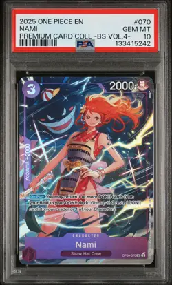 2025 ONE PIECE #070 PCC PREMIUM BEST SELECTION VOL 4 GENGAR NAMI PSA 10 GEM MINT - Image 1