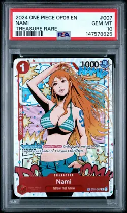 2024 ONE PIECE ST01 007 OP06 WINGS OF THE CAPTAIN NAMI TREASURE RARE PSA 10 - Image 1