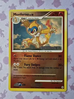 Pokemon TCG Monferno Diamond & Pearl 056/130 Burger King Reverse Holo Card LP - Image 1