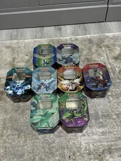 Pokemon tin empty lot 7 Tins Please Read Description - Image 1
