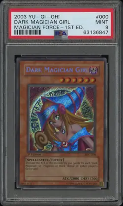 2003 YU-GI-OH MAGICIAN'S FORCE 1ST ED MFC-000 DARK MAGICIAN GIRL SR PSA 9 *566 - Image 1
