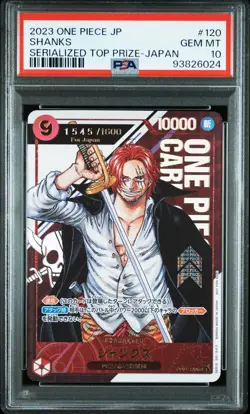 2023 ONE PIECE JPN PROMO SERIALIZED TOP PRIZE JAPAN #120 SHANKS 1545/1600 PSA 10 - Image 1