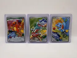 Pokemon TCG Basic Card Lot Charmander Bulbasaur Squirtle English Regular 3 Cards - Image 1