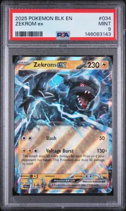 2025 POKEMON BLACK BOLT #034/086 ZEKROM EX DOUBLE RARE PSA 9 - Image 1
