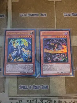 YUGIOH DARKFLARE DRAGON + LIGHTPULSAR DRAGON SDDC ULTRA 1ST ED NM - Image 1