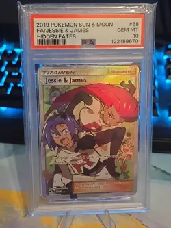 ✨🖤 Jesse & James Sun & Moon Hidden Fates 68/68 PSA 10 Certified Gem Pokemon 🚀 - Image 1
