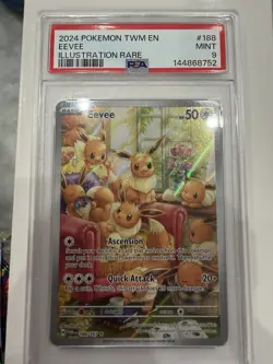 2024 Pokemon Twilight Masquerade Eevee Illustration Rare #188/167 PSA 9 MINT - Image 1