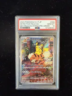 Detective Pikachu Pokemon Japanese Sv-P Promo 098 NM PSA 10 - Image 1