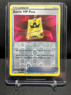 Battle VIP Pass 225/264 Reverse Holo Pokemon 2021 Fusion Strike NM - Image 1