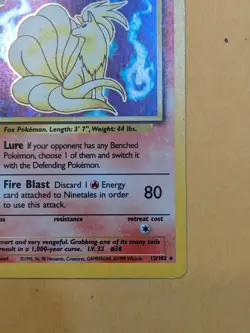 Ninetales 12/102 Base Set Holo Pokemon TCG Unlimited Holo Rare WOTC LP - Image 3