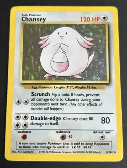 Pokemon TCG Chansey 3/102 Base Set Holo LP/MP - Image 1