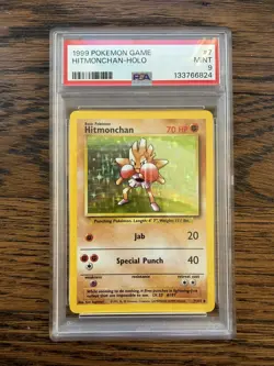 Pokemon Hitmonchan Base Set 7/102 Holo Rare 1999 Card PSA 9 NEW CERT - Image 1