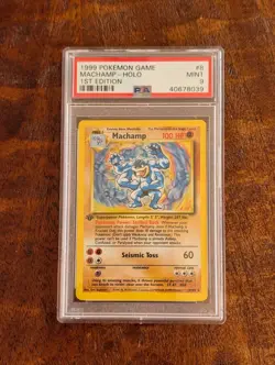 1999 Pokemon Game Machamp Holo 1st Edition PSA 9 #8/102 - Image 1