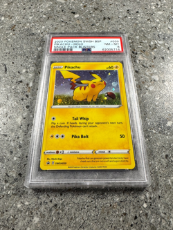 Pokemon TCG Cards Pikachu SWSH039 Black Star Promo Cosmos Holo PSA 8 NM-MT - Image 1
