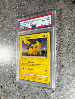 Pokemon TCG Cards Pikachu SWSH039 Black Star Promo Cosmos Holo PSA 8 NM-MT - Image 4