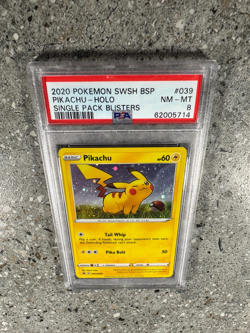 Pokemon TCG Cards Pikachu SWSH039 Black Star Promo Cosmos Holo PSA 8 NM-MT - Image 5