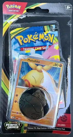 Pokemon TCG Perfect Order Booster Pack Makuhita Promo Card Coin - Image 1