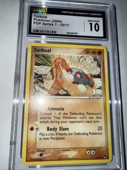 Pokemon TCG Torkoal POP Series 1 10/17 Non Holo Common CGC 10 Gem Mint - Image 3