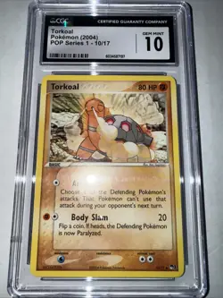 Pokemon TCG Torkoal POP Series 1 10/17 Non Holo Common CGC 10 Gem Mint - Image 4