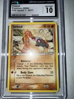 Pokemon TCG Torkoal POP Series 1 10/17 Non Holo Common CGC 10 Gem Mint - Image 5