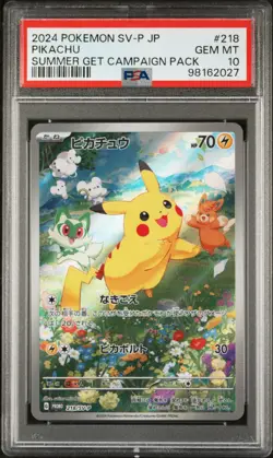 PSA 10 Pikachu 218/SV-P Summer Get Campaign Pack Pokemon Japanese 2024 - Image 1