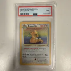 1999 POKEMON FOSSIL DRAGONITE #4 HOLO PSA 9! - Image 1