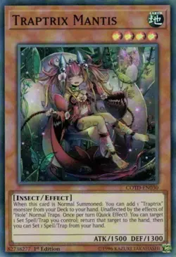 Yugioh! LP Traptrix Mantis - COTD-EN030 - Super Rare - 1st Edition Lightly Playe - Image 1