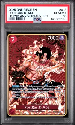 2025 ONE PIECE OP02-013 JAPANESE 2ND ANNIVERSARY SET PORTGAS D. ACE ENG PSA 10 - Image 1