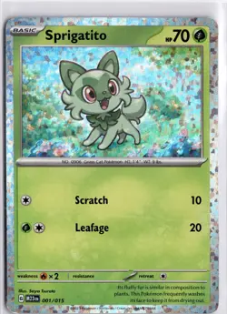 Pokemon TCG Sprigatito 001/015 McDonalds 2023 Holo Rare Trading Card - Image 1