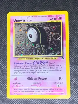 Unown A 14/75 Holo - Neo Discovery Pokemon Card - DMG - Image 1