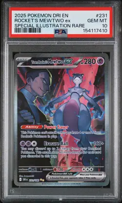 2025 POKEMON DRI EN-DESTINED RIVALS #231 TEAM ROCKET'S MEWTWO EX PSA 10 - Image 1