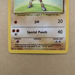 Pokemon TCG Hitmonchan Base Set 7/102 Holo Rare HP. - Image 3