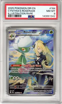 Cynthia’s Roserade #184 PSA 8 2025 Destined Rivals Illustration Rare Pokemon - Image 1