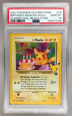 2021 Pokemon Sword & Shield Celebrations Classic 24 Birthday Pikachu PSA 10 3148 - Image 1