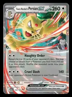 Team Rocket's Persian ex 150/182 Destined Rivals Holo double rare NM Pokemon tcg - Image 1