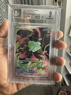 Pokemon Bulbasaur 133/132 Me01: Mega Evolution IR Holo Beckett BGS 9 MINT - Image 1