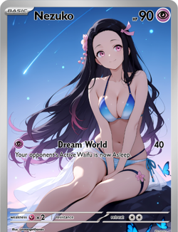 LoveangelGames-Season 2- Custom Card- Waifu Universe- Nezuko Dream World - Image 1