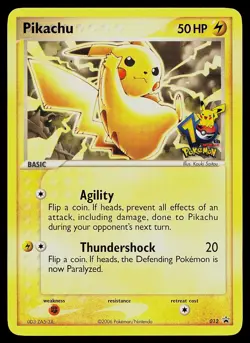 Pokemon Card - Pikachu 10th Anniversary Black Star Promo 012 StampedPokemon Card - Image 1