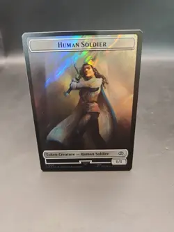 MTG Human Soldier (0014) // Food (0023) Double-Sided Token (Surge Foil) [LTR] - Image 1